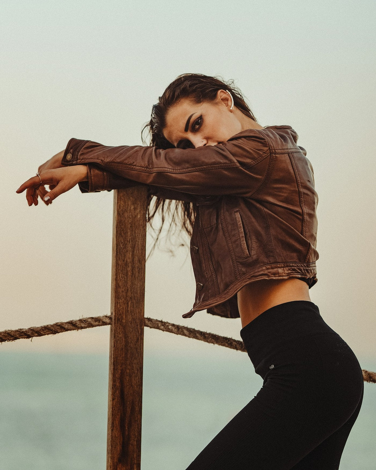 Tess Leather Shirt Jacket styled view