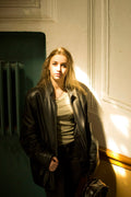 Margo Vintage Leather Blazer front view