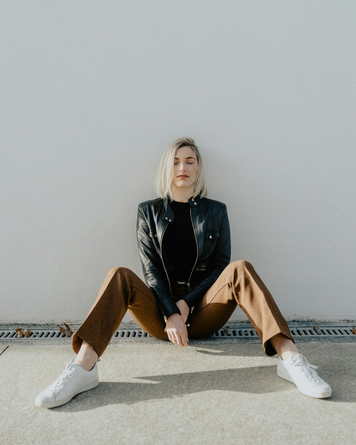 Wren Leather Denim Jacket styled view