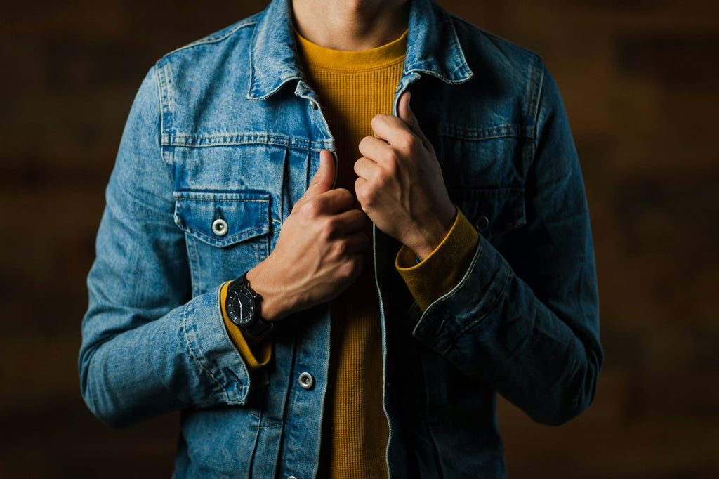 Porter Leather Denim Jacket front view