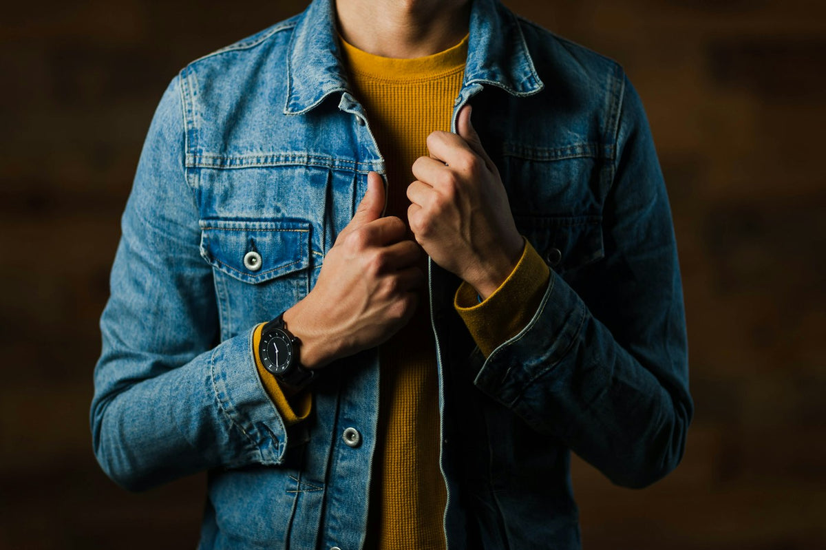 Porter Leather Denim Jacket front view