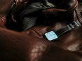 Leather weekender bag with watch