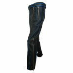 Men's Black & Blue Leather Punk Strap Jeans, view 2
