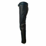 Men's Black & Blue Leather Punk Strap Jeans, view 3
