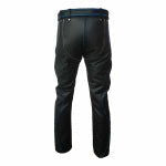 Men's Black & Blue Leather Punk Strap Jeans, view 4