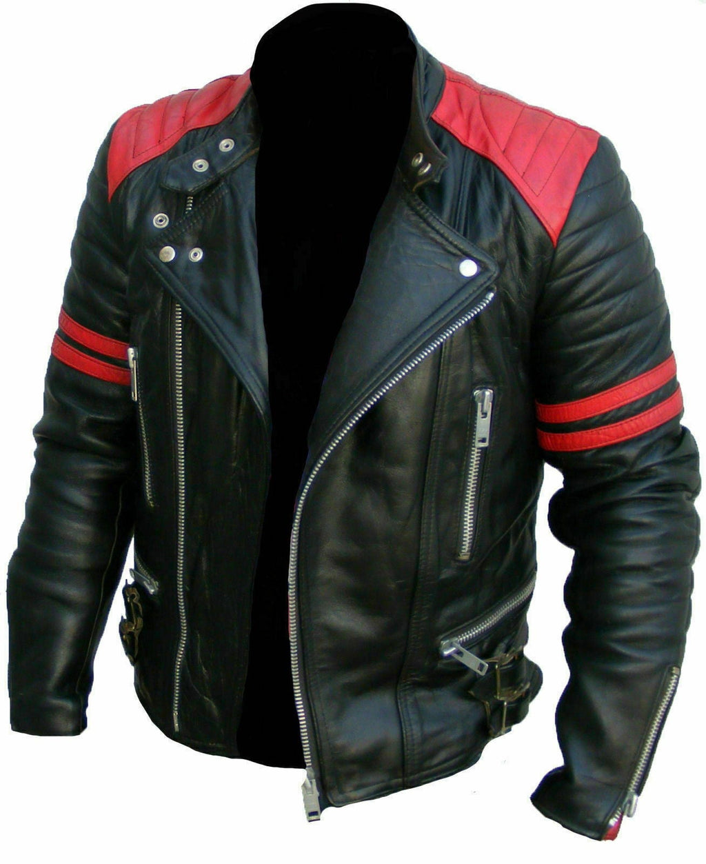 Men's Black & Red Biker Jacket – Real or Faux Leather, view 2