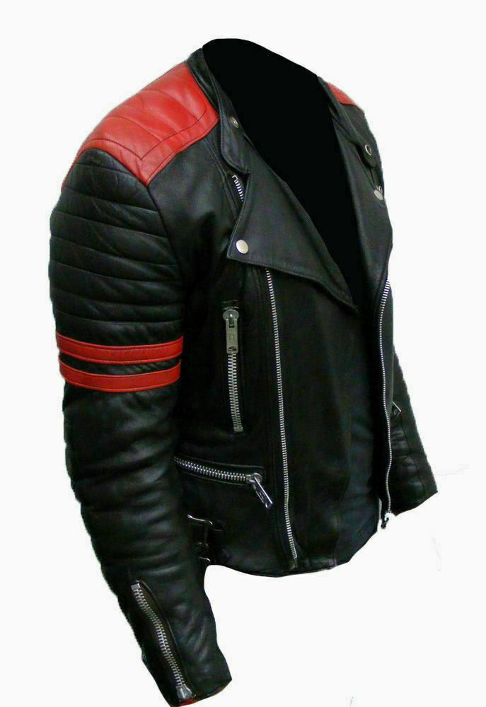 Men's Black & Red Biker Jacket – Real or Faux Leather, view 4