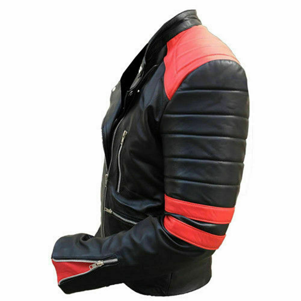 Men's Black & Red Biker Jacket – Real or Faux Leather, view 5