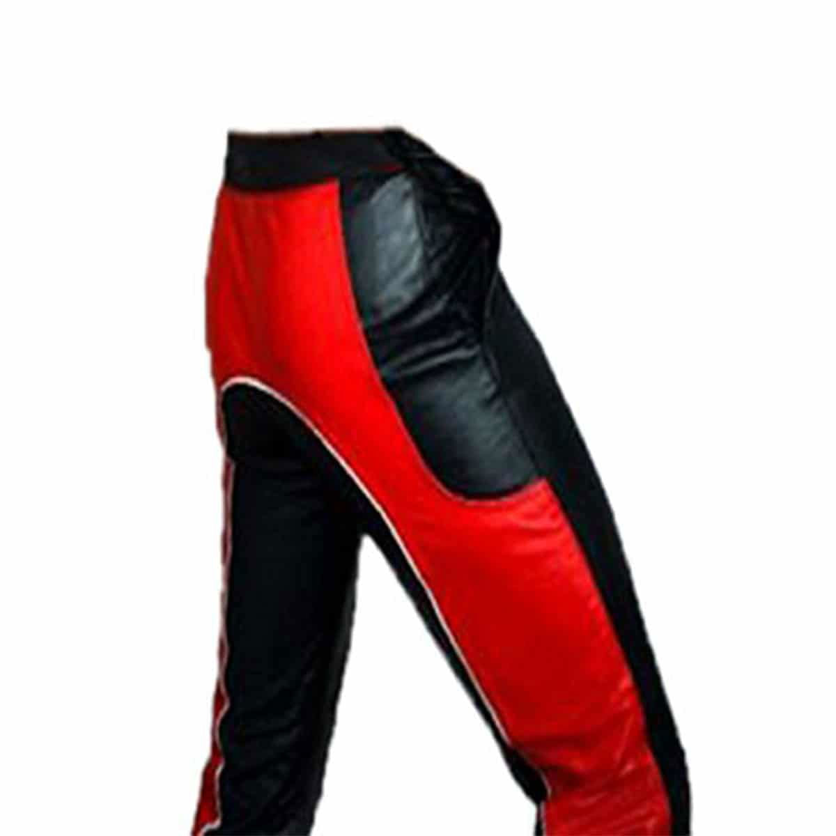 Men's Black & Red Leather Motorcycle Trousers – Snap Front, view 8