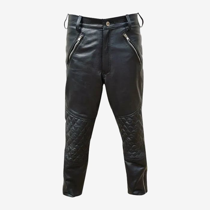 Men's Black Lambskin Biker Jeans – Quilted Panels