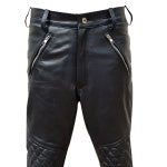 Men's Black Lambskin Biker Jeans – Quilted Panels, view 2