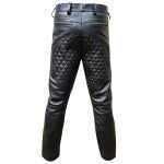 Men's Black Lambskin Biker Jeans – Quilted Panels, view 3