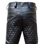 Men's Black Lambskin Biker Jeans – Quilted Panels, view 4