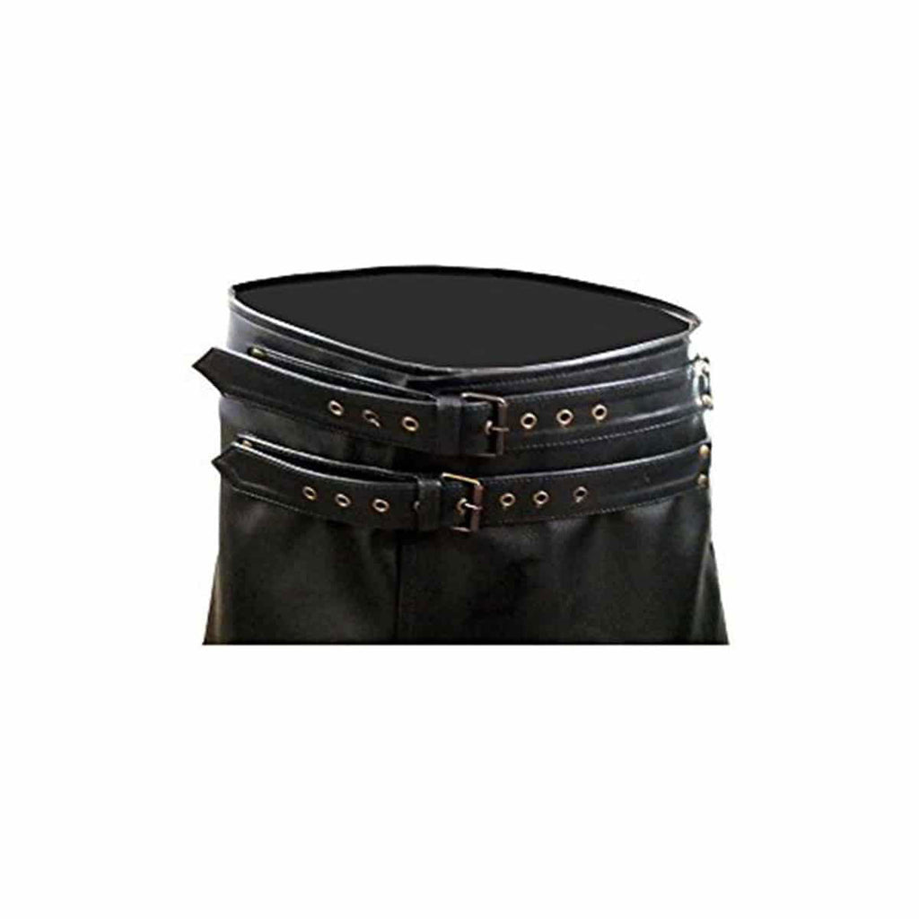 Men's Black Leather A-Line Wrap Kilt, view 5