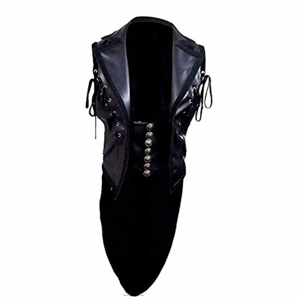 Men's Black Leather & Nubuck Tail Coat