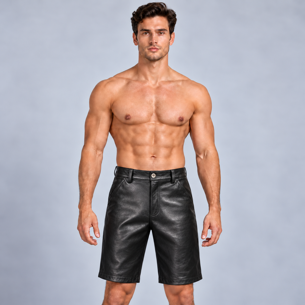 Men's Black Leather Bermuda Shorts – Jeans Cut