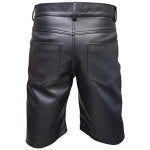 Men's Black Leather Bermuda Shorts – Jeans Cut, view 3