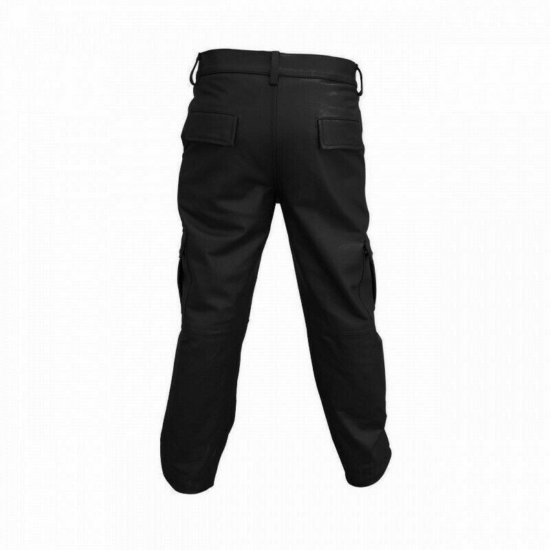 Men's Black Leather Cargo Trousers – Six Pockets, view 4