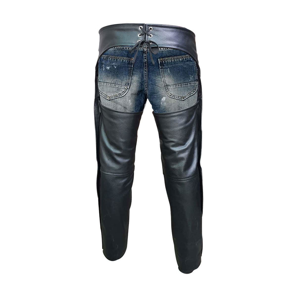 Men's Black Leather Chaps – Inside-Leg Zips, view 5