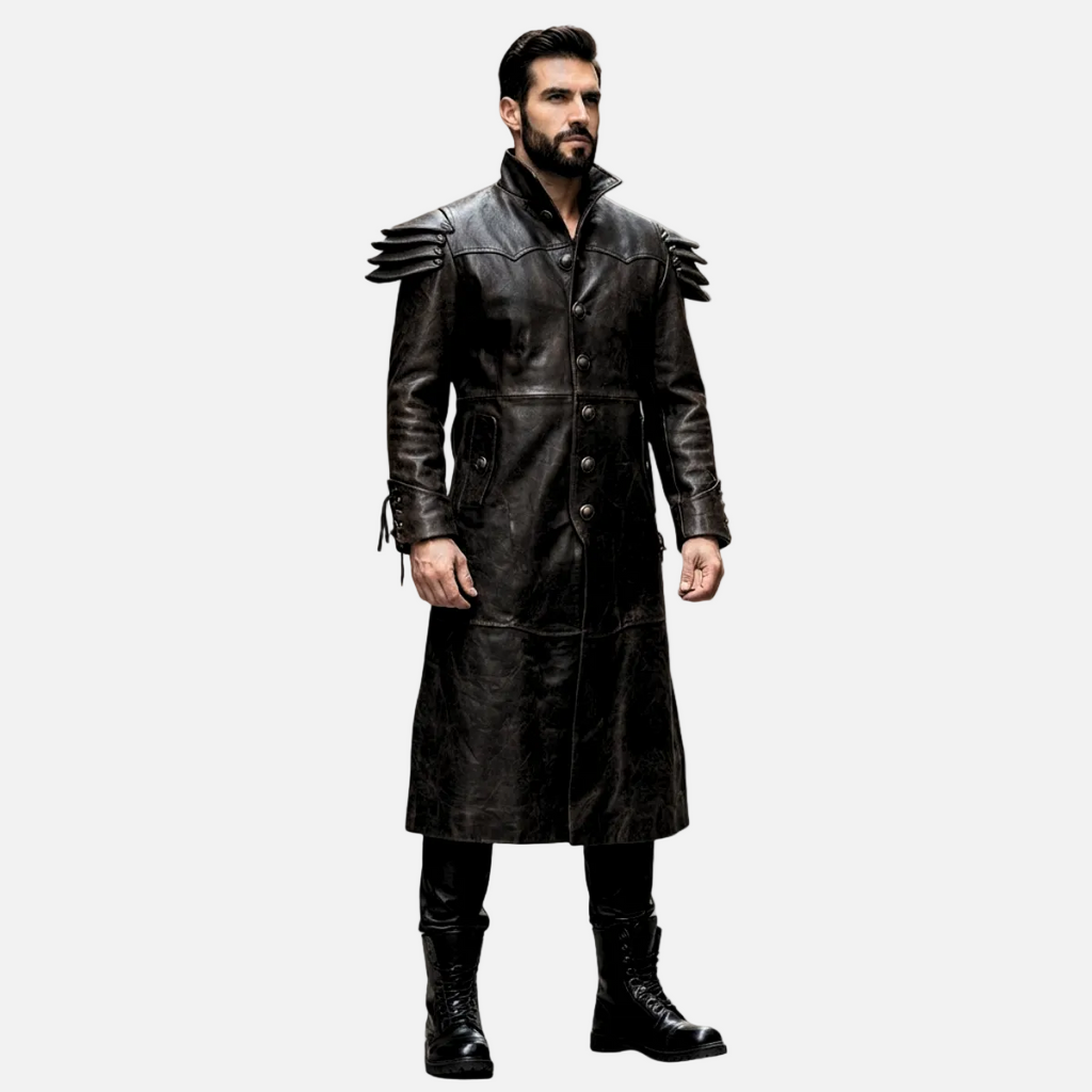 Men's Black Leather Coat – Shoulder Armour