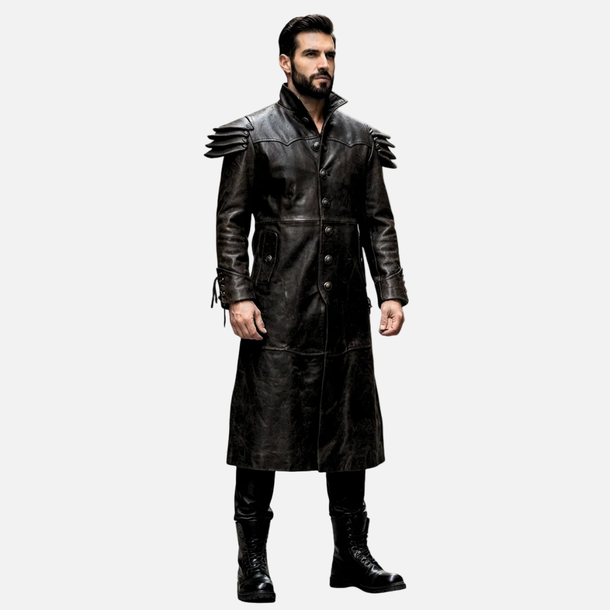 Men's Black Leather Coat – Shoulder Armour