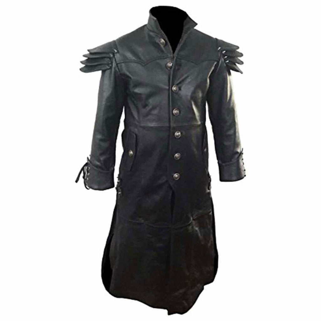 Men's Black Leather Coat – Shoulder Armour, view 2