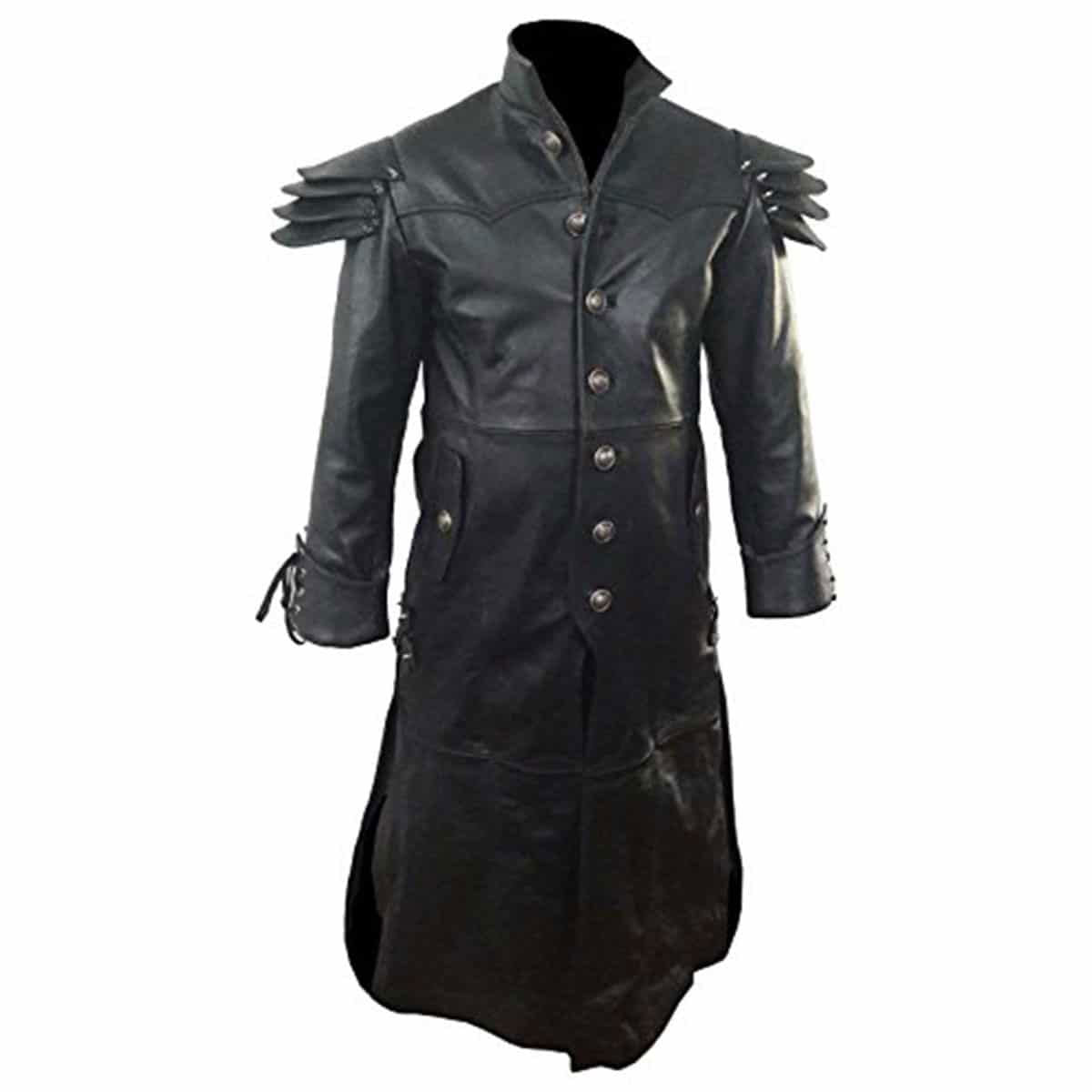 Men's Black Leather Coat – Shoulder Armour, view 2