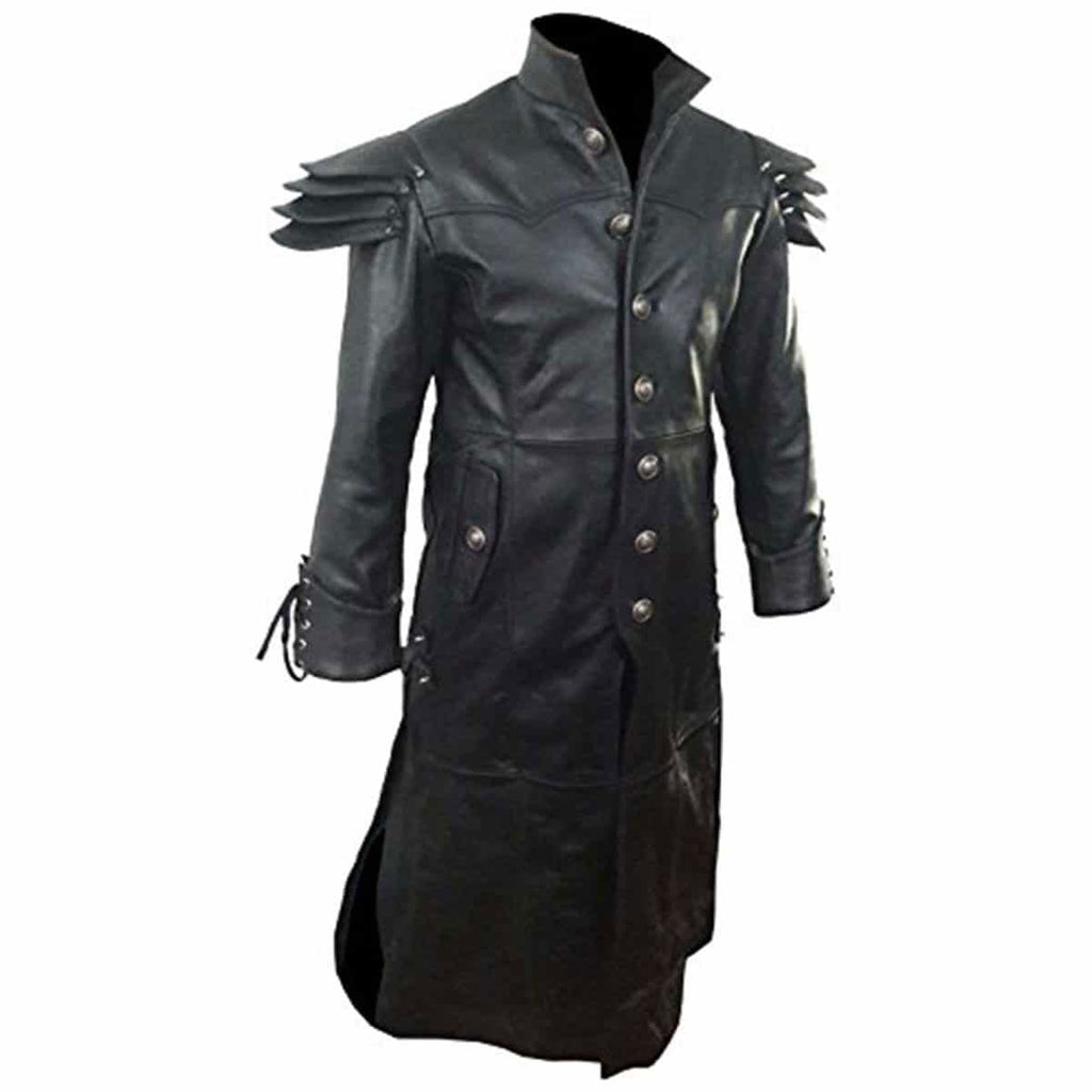 Men's Black Leather Coat – Shoulder Armour, view 3