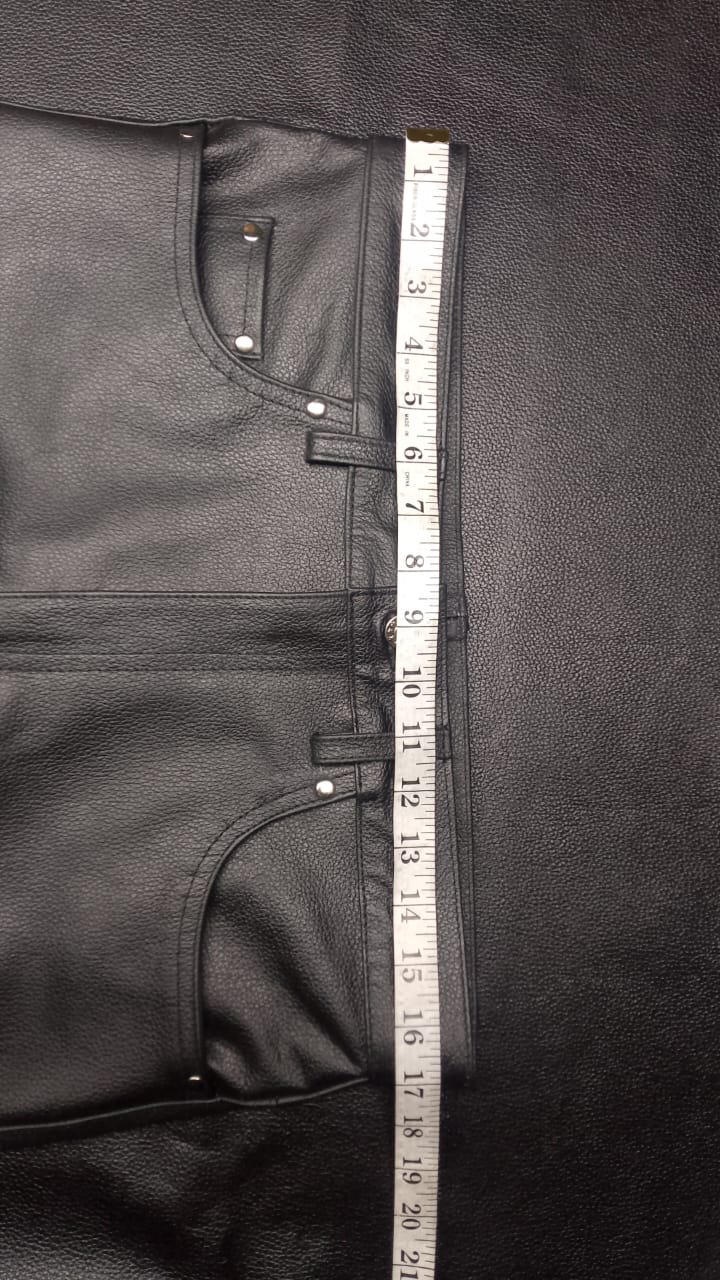Men's Black Leather Five-Pocket Jeans, view 5