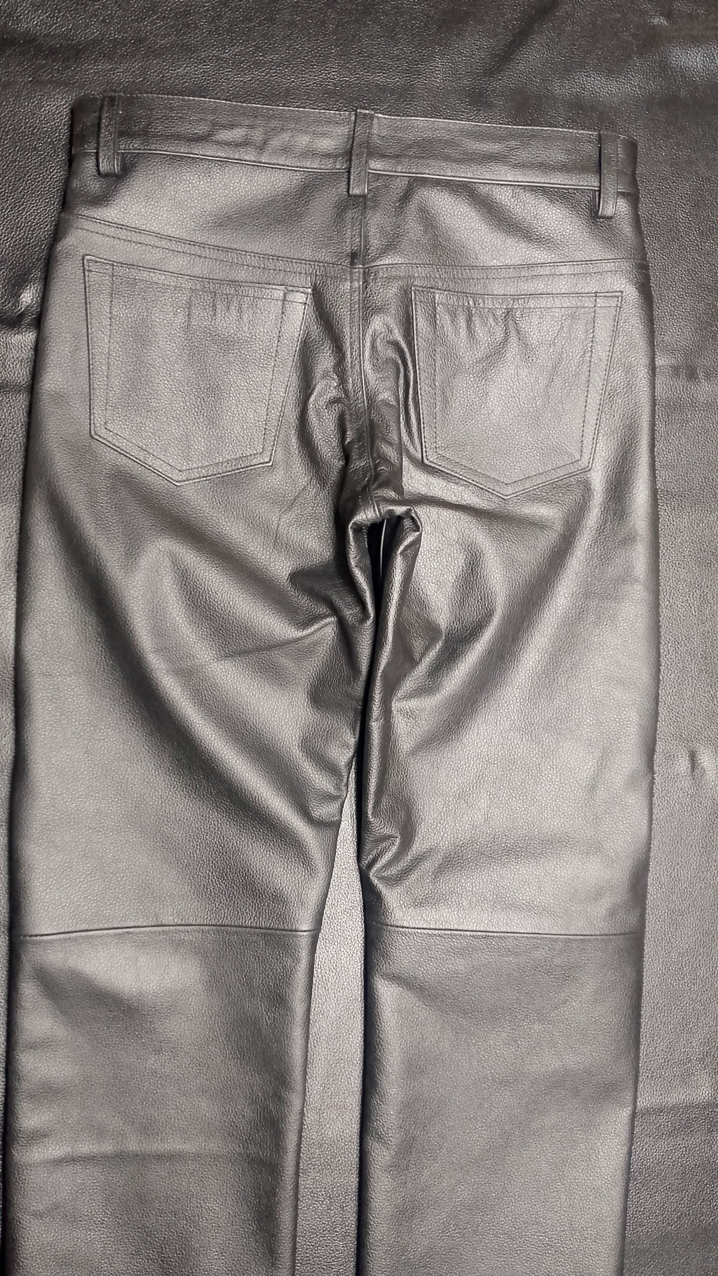 Men's Black Leather Five-Pocket Jeans, view 8