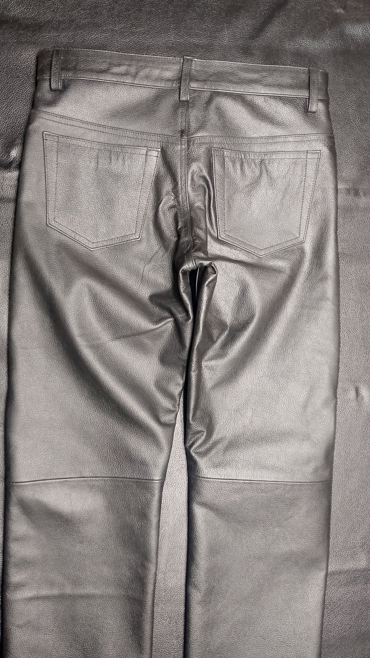 Men's Black Leather Five-Pocket Jeans, view 8