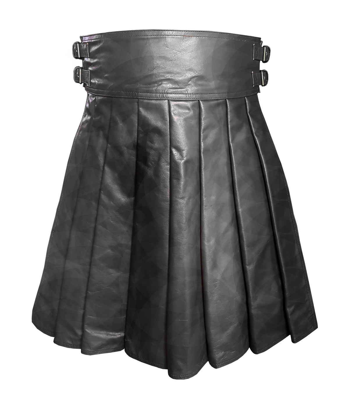 Men's Black Leather Full-Pleat Gladiator Kilt