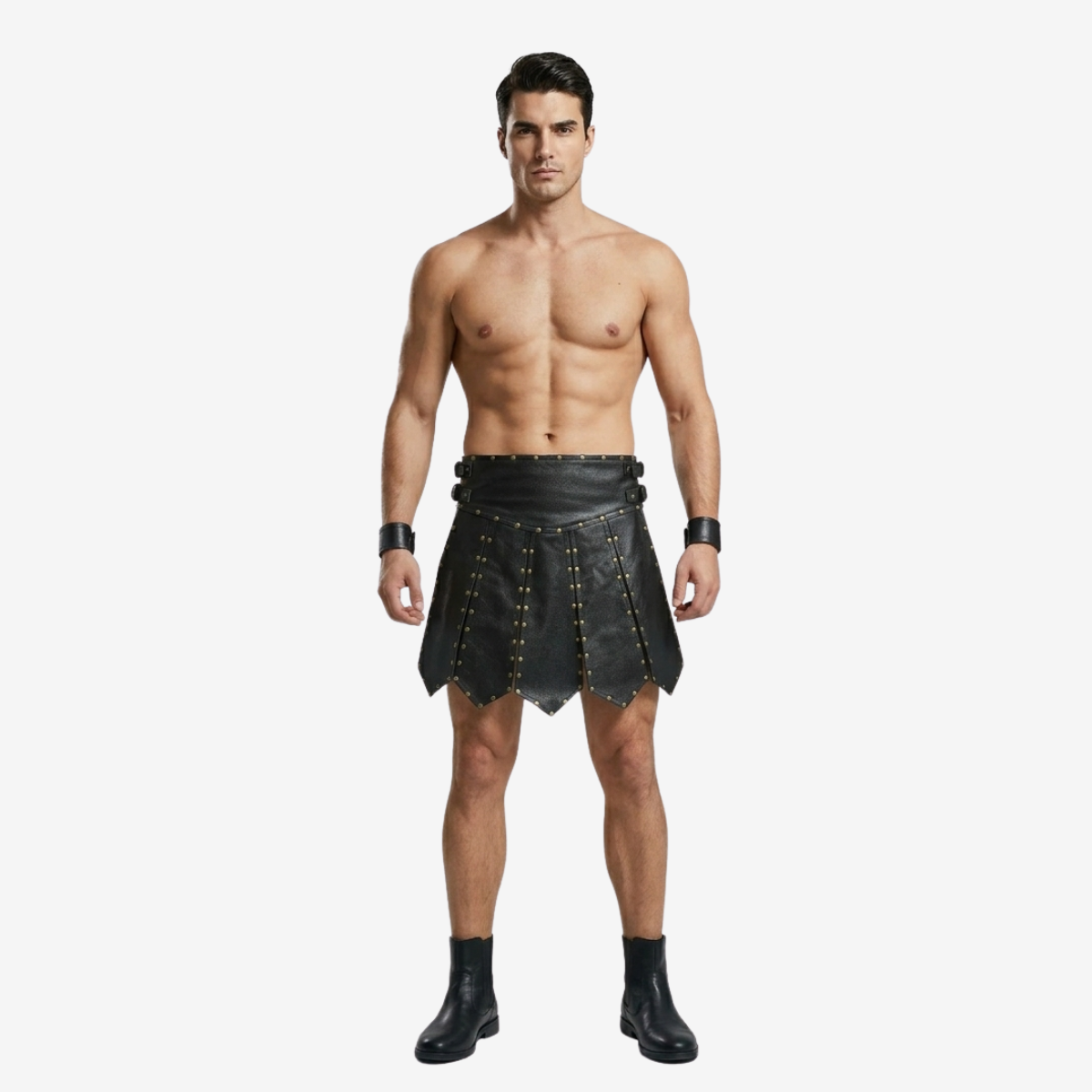 Men's Black Leather Gladiator Kilt – Heavy Duty