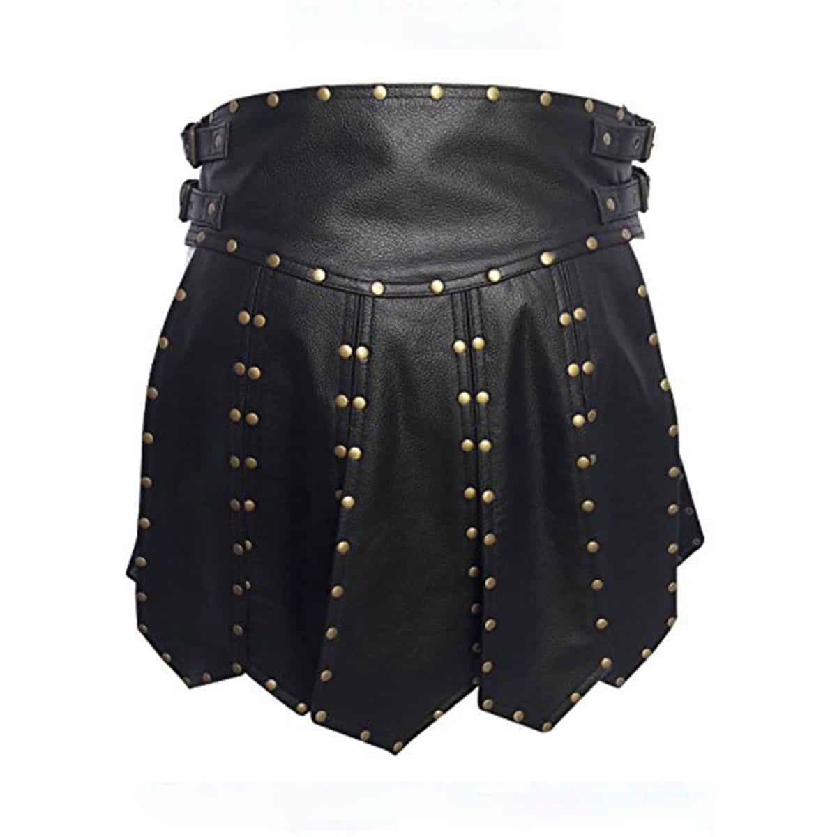 Men's Black Leather Gladiator Kilt – Heavy Duty, view 3