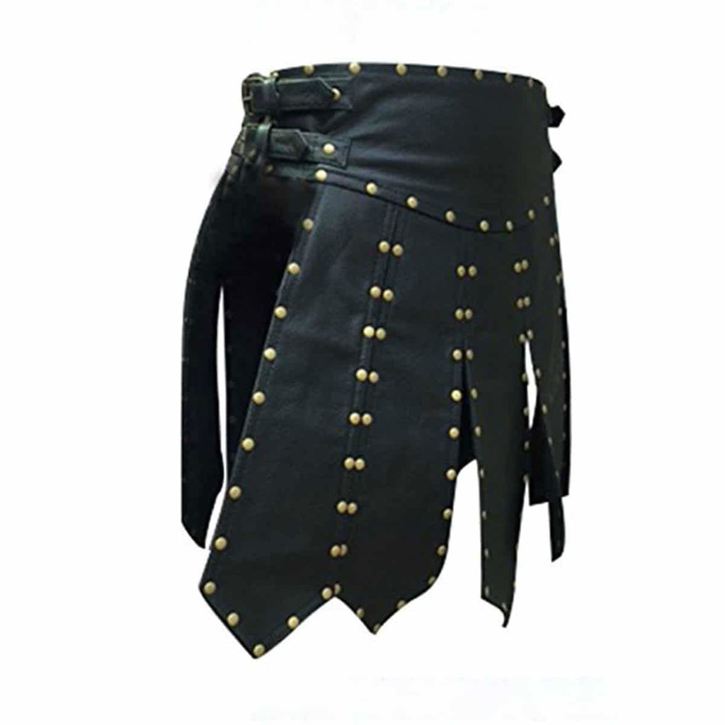 Men's Black Leather Gladiator Kilt – Heavy Duty, view 4