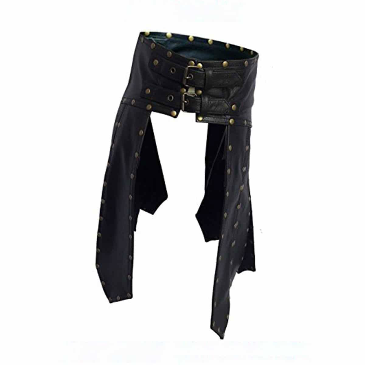 Men's Black Leather Gladiator Kilt – Heavy Duty, view 5