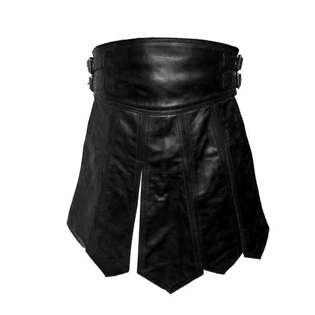 Men's Black Leather Gladiator Kilt – Satin Lined