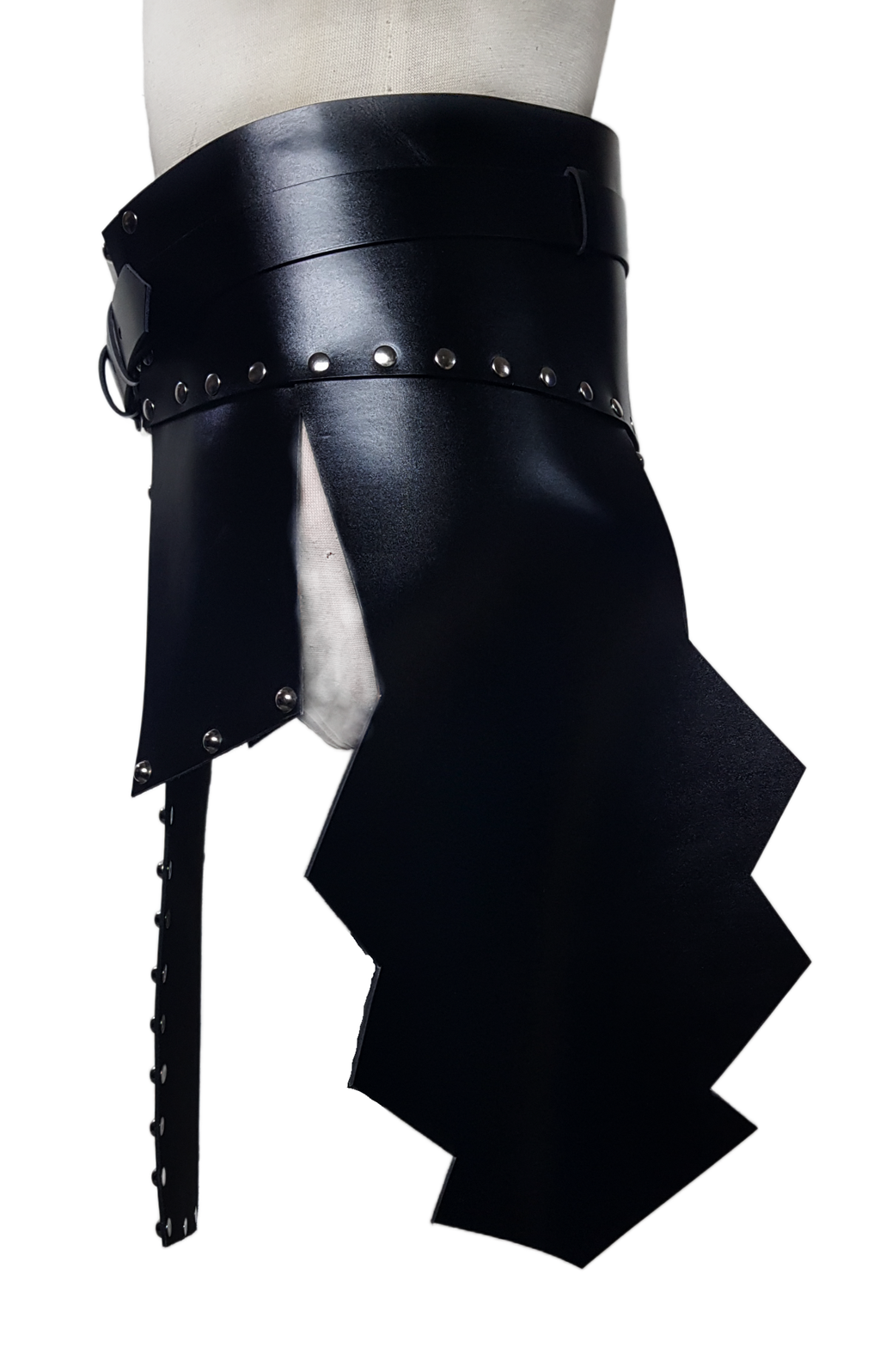 Men's Black Leather Gladiator Kilt with Shoulder Armour, view 5