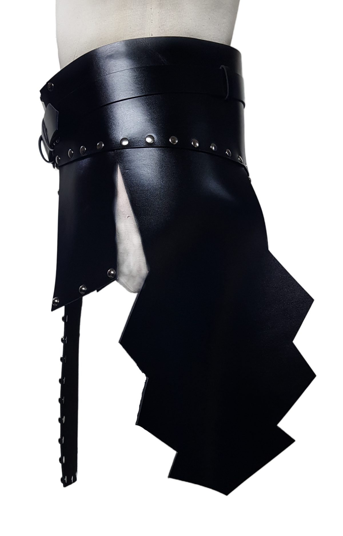 Men's Black Leather Gladiator Kilt with Shoulder Armour, view 5