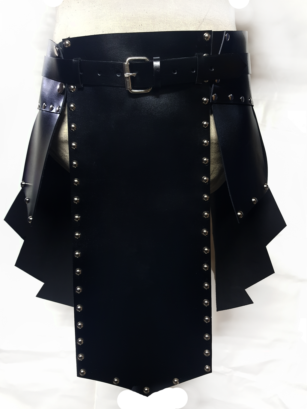 Men's Black Leather Gladiator Kilt with Shoulder Armour, view 6