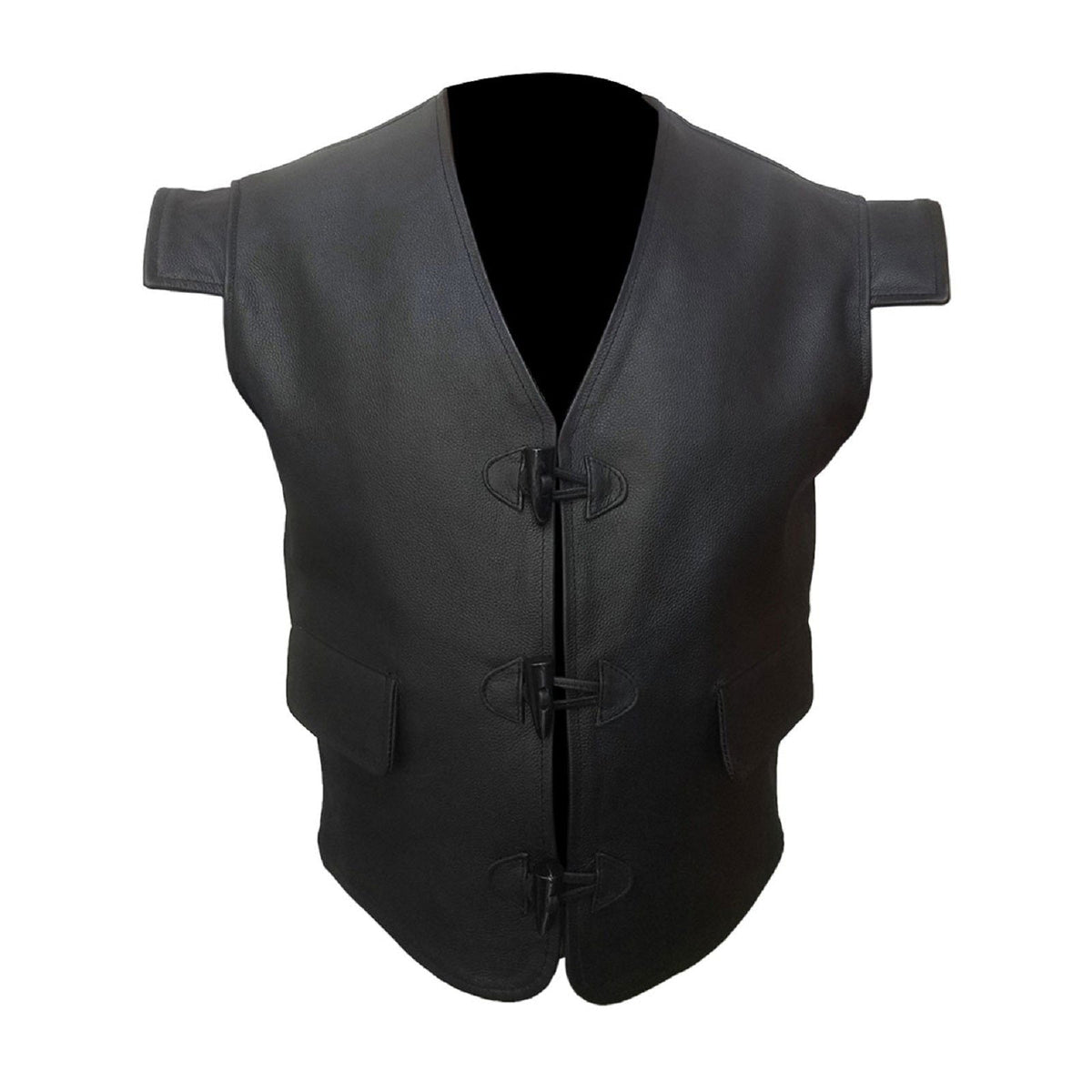 Men's Black Leather Jacobite Waistcoat – Toggle Front