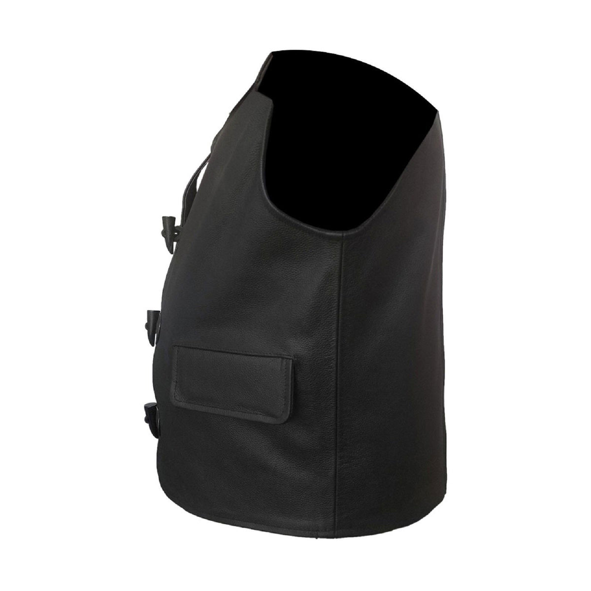 Men's Black Leather Jacobite Waistcoat – Toggle Front, view 3