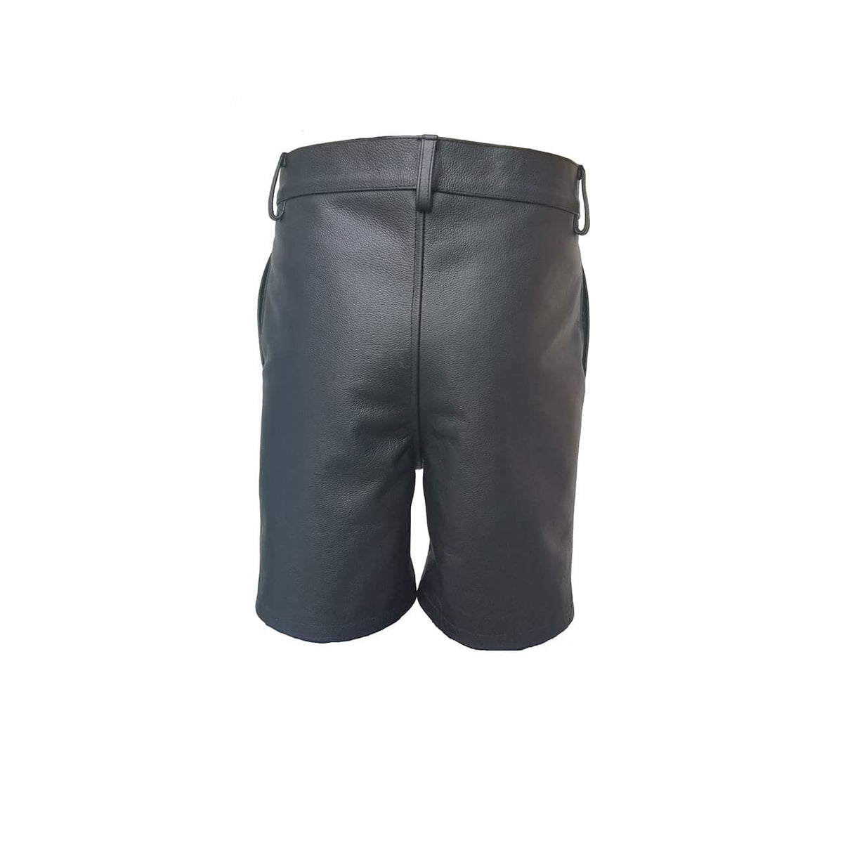Men's Black Leather Lace-Up Front Shorts, view 4