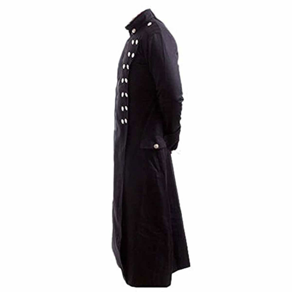 Men's Black Leather Military Coat – Slim Fit, view 2