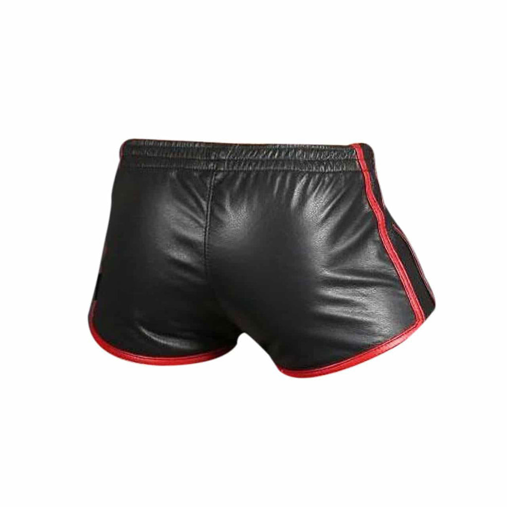 Men's Black Leather Pride Shorts – 9 Piping Colours, view 8