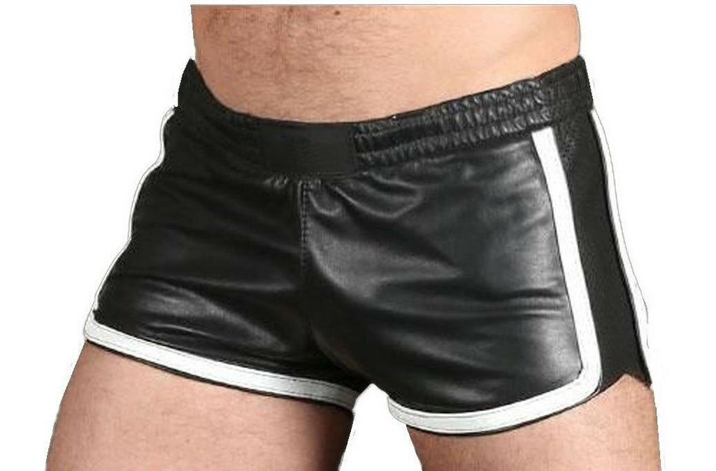 Men's Black Leather Pride Shorts – 9 Piping Colours, view 9