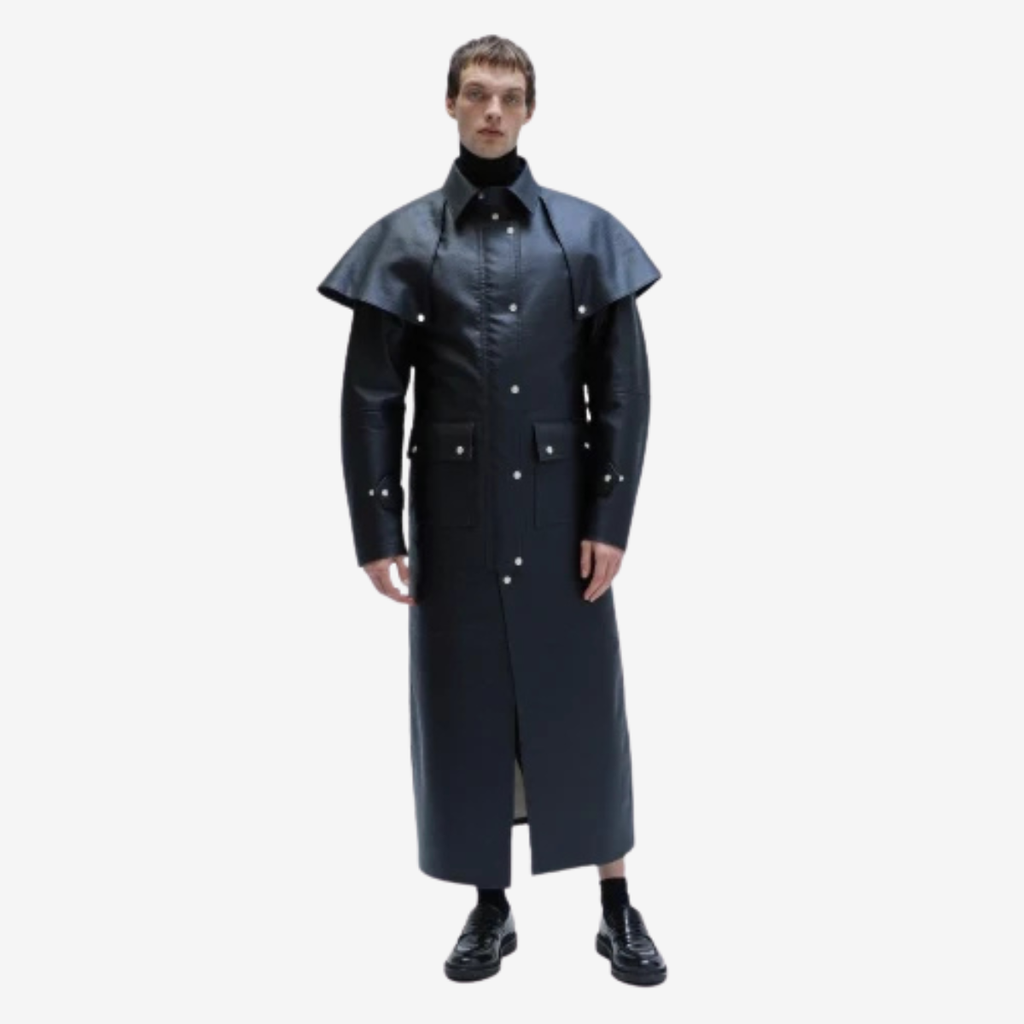 Men's Black Leather Riding Duster – Removable Cape