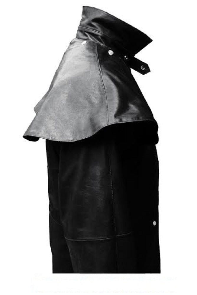 Men's Black Leather Riding Duster – Removable Cape, view 3