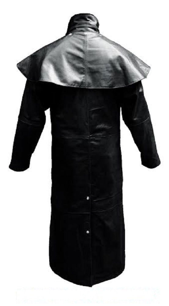 Men's Black Leather Riding Duster – Removable Cape, view 4