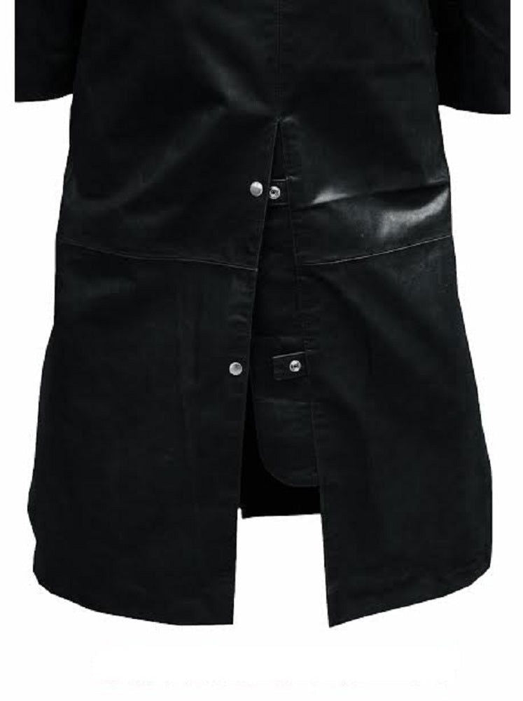 Men's Black Leather Riding Duster – Removable Cape, view 5